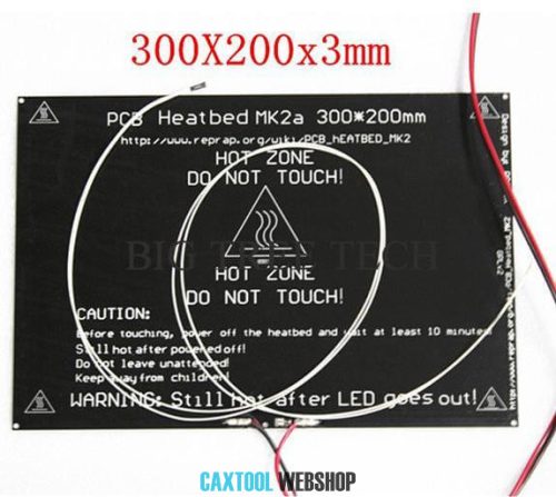 MK2A 300*200*3.0mm Aluminum Heatbed + LED Resistor + 60cm Cable + Thermistors