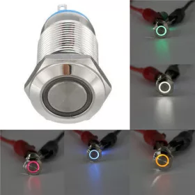   Waterproof-metal Push-button Switch, Led Light red 12x12x7.3mm