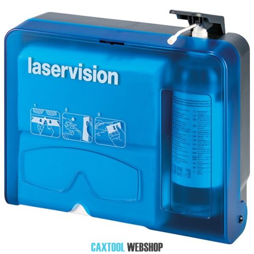 Laservision cleaning station including cleaning fluid+tissues