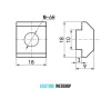 B10 slide nut 18x18x9 mm, M6 10mm groove