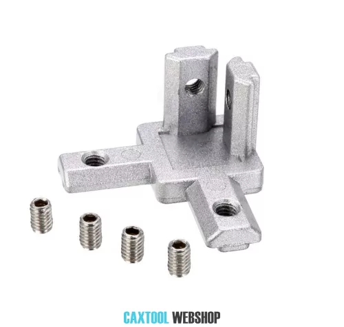 I8 3 way corner connector 40 x 40 mm, 3D, 8mm groove