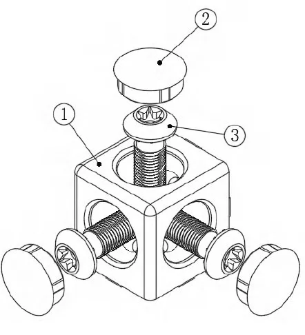 B10 cubic connector 45x45 mm, 3D, 10mm groove, set