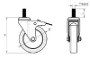 Swivel fixed screw Caster with total lock 100x32 mm, 300kg/4set, M12, Zinc plated