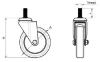 Swivel fixed screw Caster, 100x32 mm, 300kg/4set, M12, Zinc plated